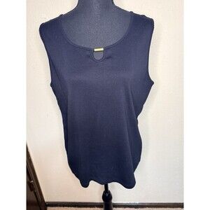 Karen Scott Women’s Size XL Black Boho Artsy Tank Top Blouse Lagenlook Casual